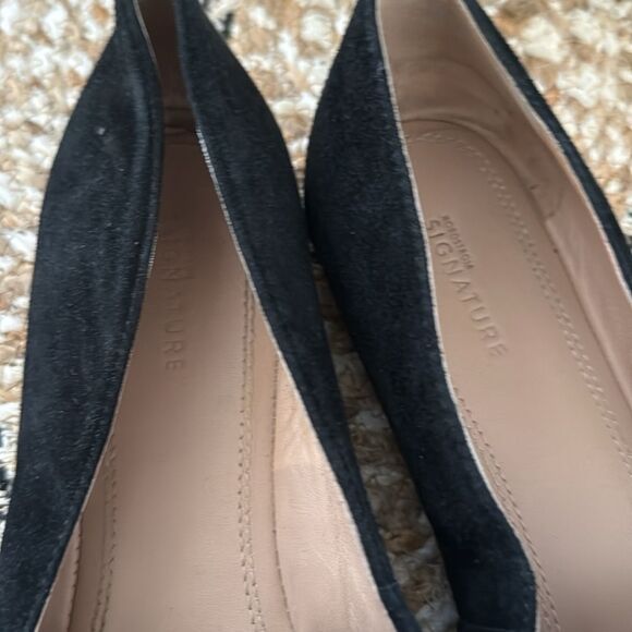 Nordstrom Signature Black Suede Loafers Flats 9 Minimalist Slip-On Leather Shoes - Picture 7 of 9